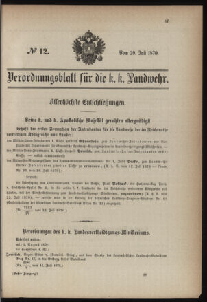 Verordnungsblatt für die Kaiserlich-Königliche Landwehr 18700729 Seite: 1