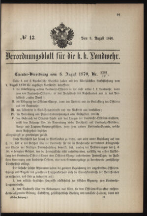 Verordnungsblatt für die Kaiserlich-Königliche Landwehr 18700809 Seite: 1