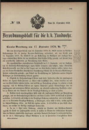 Verordnungsblatt für die Kaiserlich-Königliche Landwehr 18700924 Seite: 1