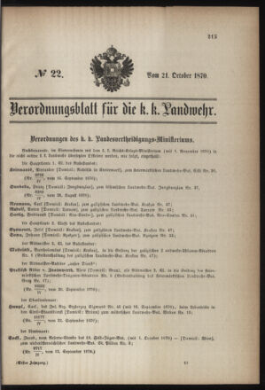 Verordnungsblatt für die Kaiserlich-Königliche Landwehr 18701021 Seite: 1