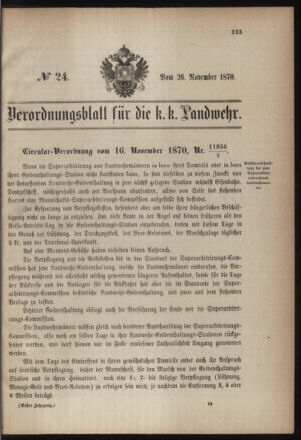 Verordnungsblatt für die Kaiserlich-Königliche Landwehr