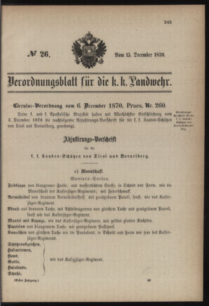 Verordnungsblatt für die Kaiserlich-Königliche Landwehr 18701215 Seite: 1