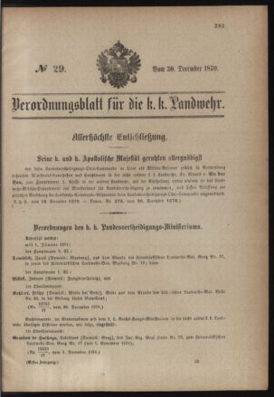 Verordnungsblatt für die Kaiserlich-Königliche Landwehr 18701230 Seite: 1