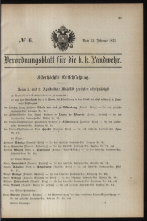 Verordnungsblatt für die Kaiserlich-Königliche Landwehr 18710223 Seite: 1