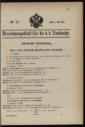 Verordnungsblatt für die Kaiserlich-Königliche Landwehr