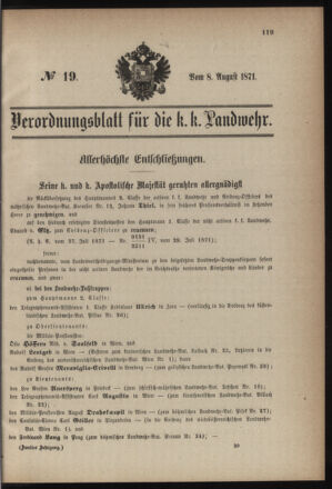 Verordnungsblatt für die Kaiserlich-Königliche Landwehr 18710808 Seite: 1