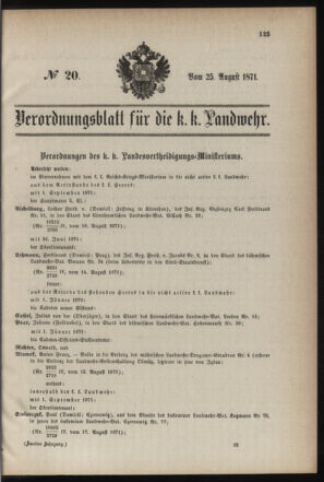 Verordnungsblatt für die Kaiserlich-Königliche Landwehr 18710825 Seite: 1