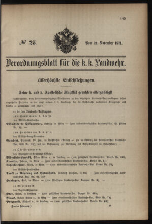 Verordnungsblatt für die Kaiserlich-Königliche Landwehr 18711124 Seite: 1