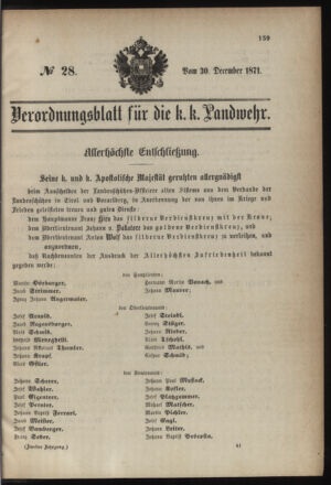 Verordnungsblatt für die Kaiserlich-Königliche Landwehr 18711230 Seite: 1