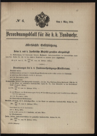 Verordnungsblatt für die Kaiserlich-Königliche Landwehr 18740301 Seite: 1