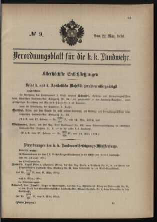 Verordnungsblatt für die Kaiserlich-Königliche Landwehr 18740322 Seite: 1