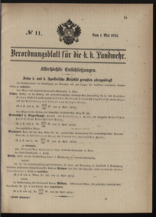 Verordnungsblatt für die Kaiserlich-Königliche Landwehr 18740501 Seite: 1