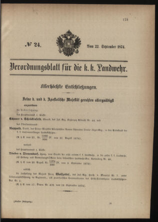 Verordnungsblatt für die Kaiserlich-Königliche Landwehr 18740922 Seite: 1