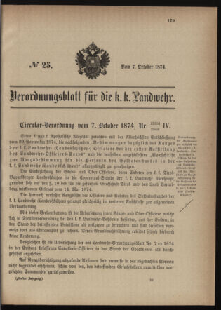 Verordnungsblatt für die Kaiserlich-Königliche Landwehr 18741007 Seite: 1