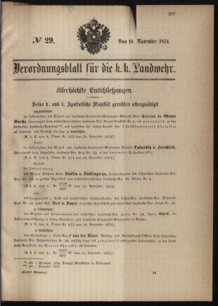 Verordnungsblatt für die Kaiserlich-Königliche Landwehr 18741116 Seite: 1