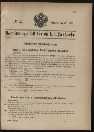 Verordnungsblatt für die Kaiserlich-Königliche Landwehr 18741216 Seite: 1