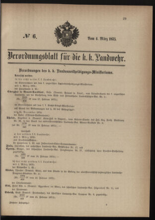 Verordnungsblatt für die Kaiserlich-Königliche Landwehr 18750304 Seite: 1