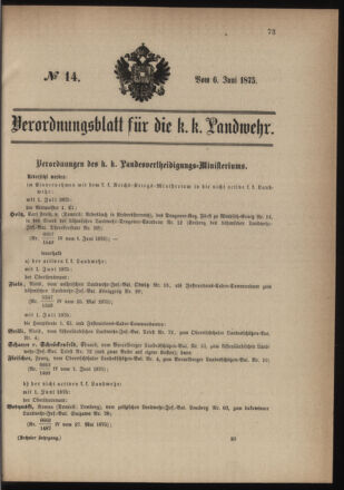 Verordnungsblatt für die Kaiserlich-Königliche Landwehr