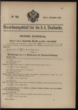 Verordnungsblatt für die Kaiserlich-Königliche Landwehr 18750901 Seite: 1