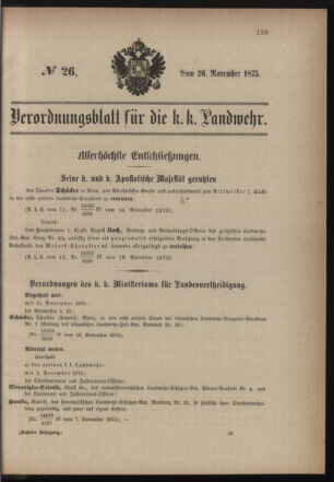 Verordnungsblatt für die Kaiserlich-Königliche Landwehr 18751126 Seite: 1