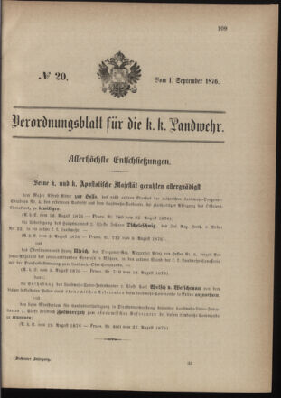 Verordnungsblatt für die Kaiserlich-Königliche Landwehr 18760901 Seite: 1