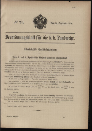 Verordnungsblatt für die Kaiserlich-Königliche Landwehr 18760914 Seite: 1