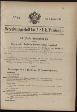 Verordnungsblatt für die Kaiserlich-Königliche Landwehr 18761006 Seite: 1