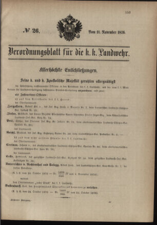 Verordnungsblatt für die Kaiserlich-Königliche Landwehr 18761111 Seite: 1