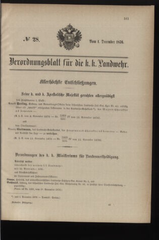 Verordnungsblatt für die Kaiserlich-Königliche Landwehr 18761201 Seite: 1