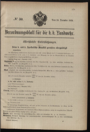 Verordnungsblatt für die Kaiserlich-Königliche Landwehr 18761224 Seite: 1