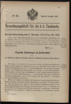 Verordnungsblatt für die Kaiserlich-Königliche Landwehr 18761229 Seite: 1