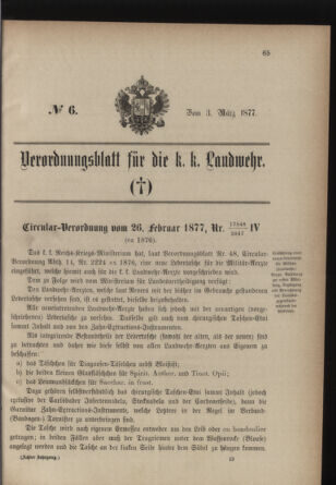 Verordnungsblatt für die Kaiserlich-Königliche Landwehr 18770303 Seite: 5