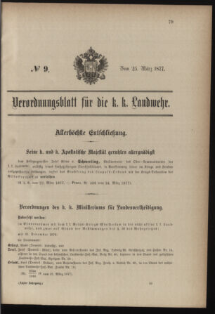 Verordnungsblatt für die Kaiserlich-Königliche Landwehr 18770325 Seite: 1