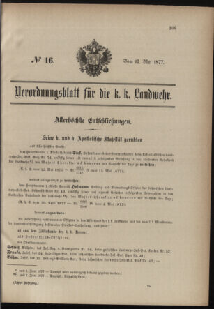 Verordnungsblatt für die Kaiserlich-Königliche Landwehr 18770517 Seite: 1