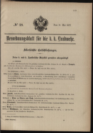 Verordnungsblatt für die Kaiserlich-Königliche Landwehr 18770531 Seite: 1