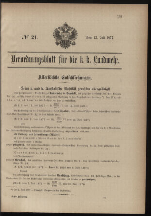 Verordnungsblatt für die Kaiserlich-Königliche Landwehr 18770713 Seite: 1