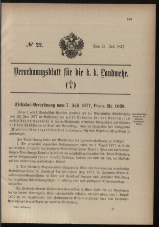 Verordnungsblatt für die Kaiserlich-Königliche Landwehr 18770713 Seite: 9