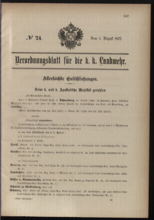 Verordnungsblatt für die Kaiserlich-Königliche Landwehr 18770805 Seite: 1