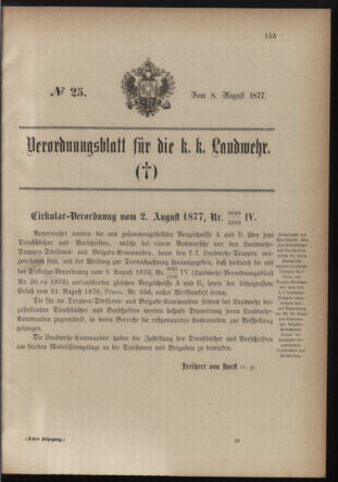 Verordnungsblatt für die Kaiserlich-Königliche Landwehr 18770808 Seite: 1