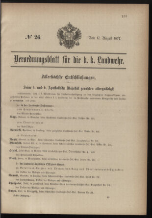 Verordnungsblatt für die Kaiserlich-Königliche Landwehr 18770817 Seite: 1