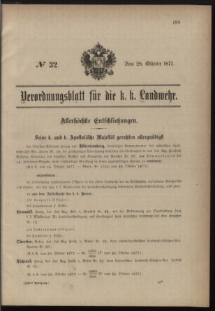 Verordnungsblatt für die Kaiserlich-Königliche Landwehr 18771028 Seite: 1