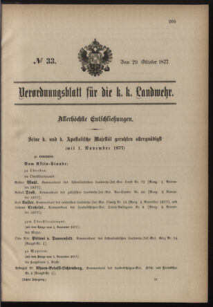 Verordnungsblatt für die Kaiserlich-Königliche Landwehr 18771029 Seite: 1