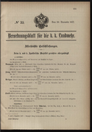 Verordnungsblatt für die Kaiserlich-Königliche Landwehr 18771130 Seite: 1