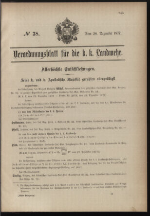 Verordnungsblatt für die Kaiserlich-Königliche Landwehr 18771228 Seite: 1