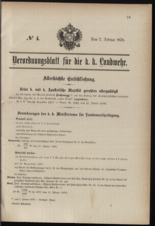 Verordnungsblatt für die Kaiserlich-Königliche Landwehr 18780207 Seite: 1