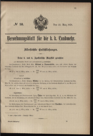 Verordnungsblatt für die Kaiserlich-Königliche Landwehr 18780323 Seite: 1