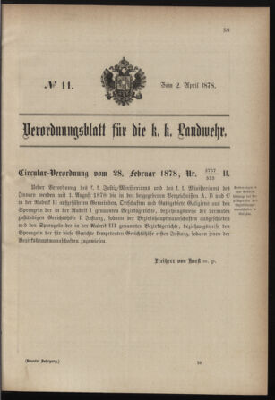 Verordnungsblatt für die Kaiserlich-Königliche Landwehr 18780402 Seite: 1