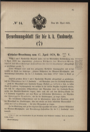 Verordnungsblatt für die Kaiserlich-Königliche Landwehr 18780420 Seite: 3