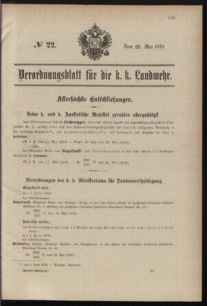 Verordnungsblatt für die Kaiserlich-Königliche Landwehr 18780526 Seite: 1