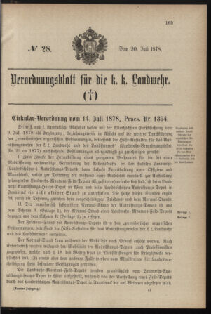 Verordnungsblatt für die Kaiserlich-Königliche Landwehr 18780720 Seite: 1